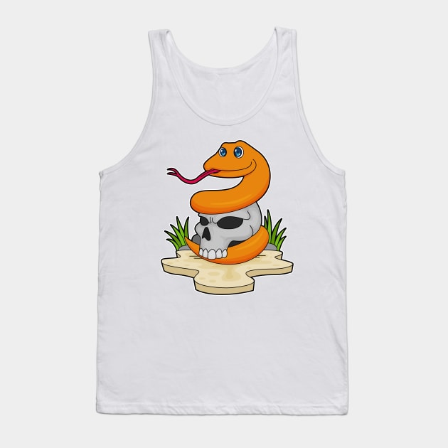 Snake with Skull Tank Top by Markus Schnabel